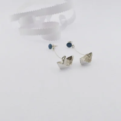 Σκουλαρίκια Origami καραβάκι 925 IF Project 6.2