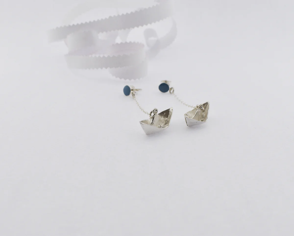 Σκουλαρίκια Origami καραβάκι 925 IF Project 6.2